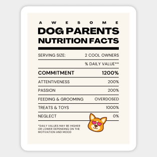 Awesome Dog Parents Nutrition Facts Sticker